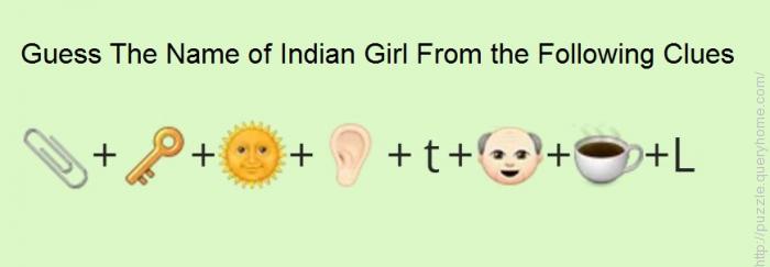Guess The Name of Indian Girl From the Following Clues